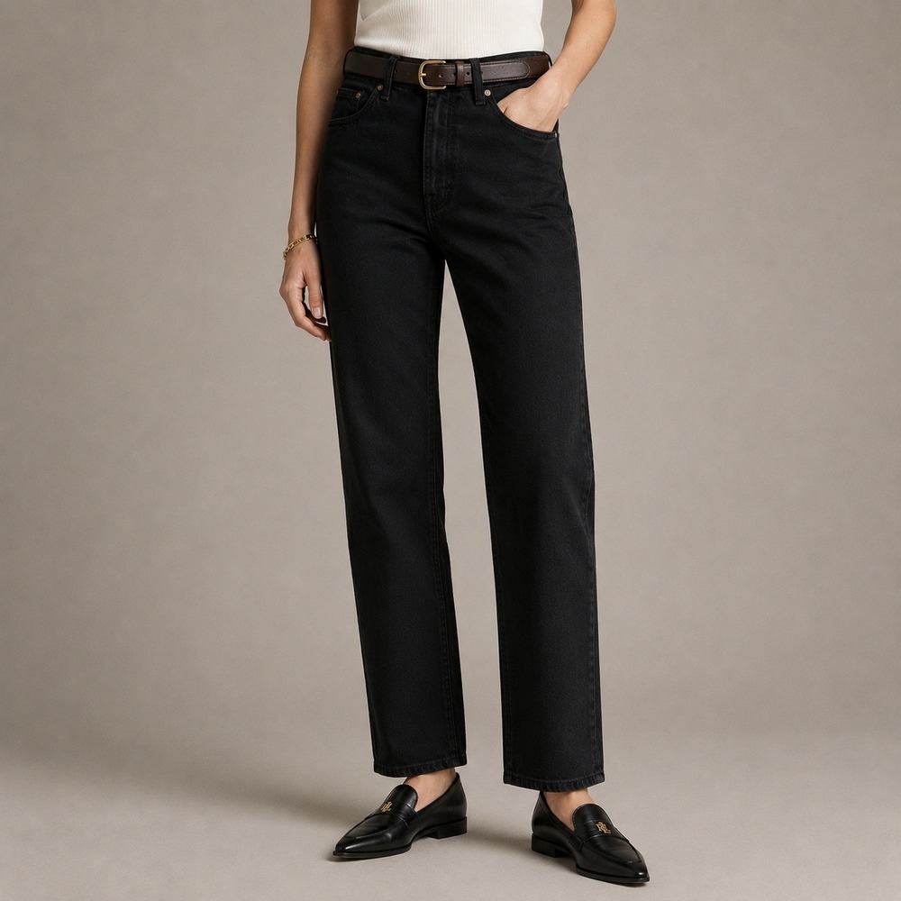 Vintage Lauren Ralph Lauren Black Straight Leg High Rise Jeans 8 Cotton Luxury